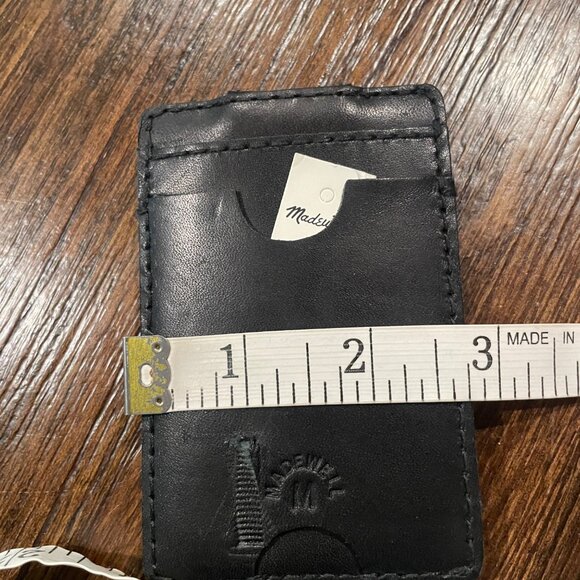 Flawed Madewell Black Leather Card Case w/ Magnet Money Clip Wallet Men's NI342 - Picture 11 of 12